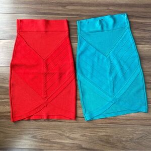 Bebe turquoise high waist chevron bandage bodycon skirt XS